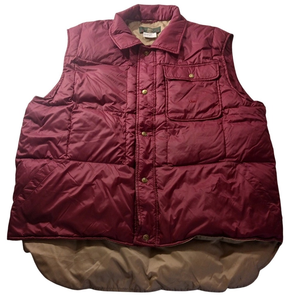 Orvis Goose Down Puffer Vest‎ Mens L Burgundy Quilted Heritage Gorpcore Retro
